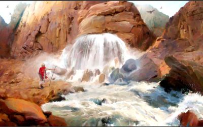 Moisés fere a rocha em Meribá