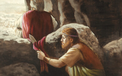 Davi foge para Aquis, rei de Gate; Davi esconde-se na caverna de Adulão; Davi corta a orla do manto de Saul